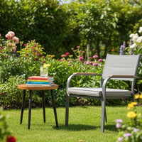 Izon Outdoor Round End Table, Modern Design, 22 Inch Black Brown Metal -BM328982