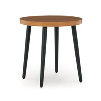 Izon Outdoor Round End Table, Modern Design, 22 Inch Black Brown Metal -BM328982
