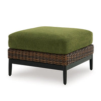 Izon Outdoor Ottoman, Brown Woven Wicker, Green Polyester, 28 Inch -BM328983