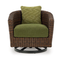 Izon Outdoor Swivel Lounge Chair, Green Polyester, Brown Black Woven -BM328984