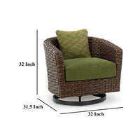 Izon Outdoor Swivel Lounge Chair, Green Polyester, Brown Black Woven -BM328984