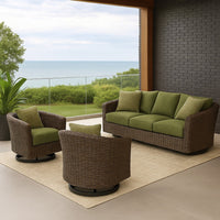 Izon Outdoor Swivel Lounge Chair, Green Polyester, Brown Black Woven -BM328984