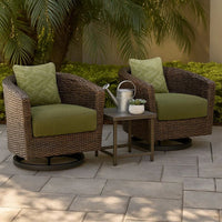 Izon Outdoor Swivel Lounge Chair, Green Polyester, Brown Black Woven -BM328984