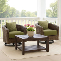 Izon Outdoor Swivel Lounge Chair, Green Polyester, Brown Black Woven -BM328984