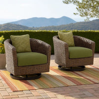Izon Outdoor Swivel Lounge Chair, Green Polyester, Brown Black Woven -BM328984