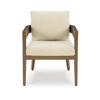 Baily Outdoor Armchair Set of 2, Cream White Fabric, Brown Metal -BM328987