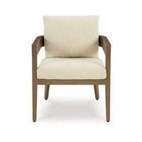 Baily Outdoor Armchair Set of 2, Cream White Fabric, Brown Metal -BM328987