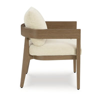 Baily Outdoor Armchair Set of 2, Cream White Fabric, Brown Metal -BM328987
