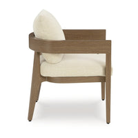Baily Outdoor Armchair Set of 2, Cream White Fabric, Brown Metal -BM328987