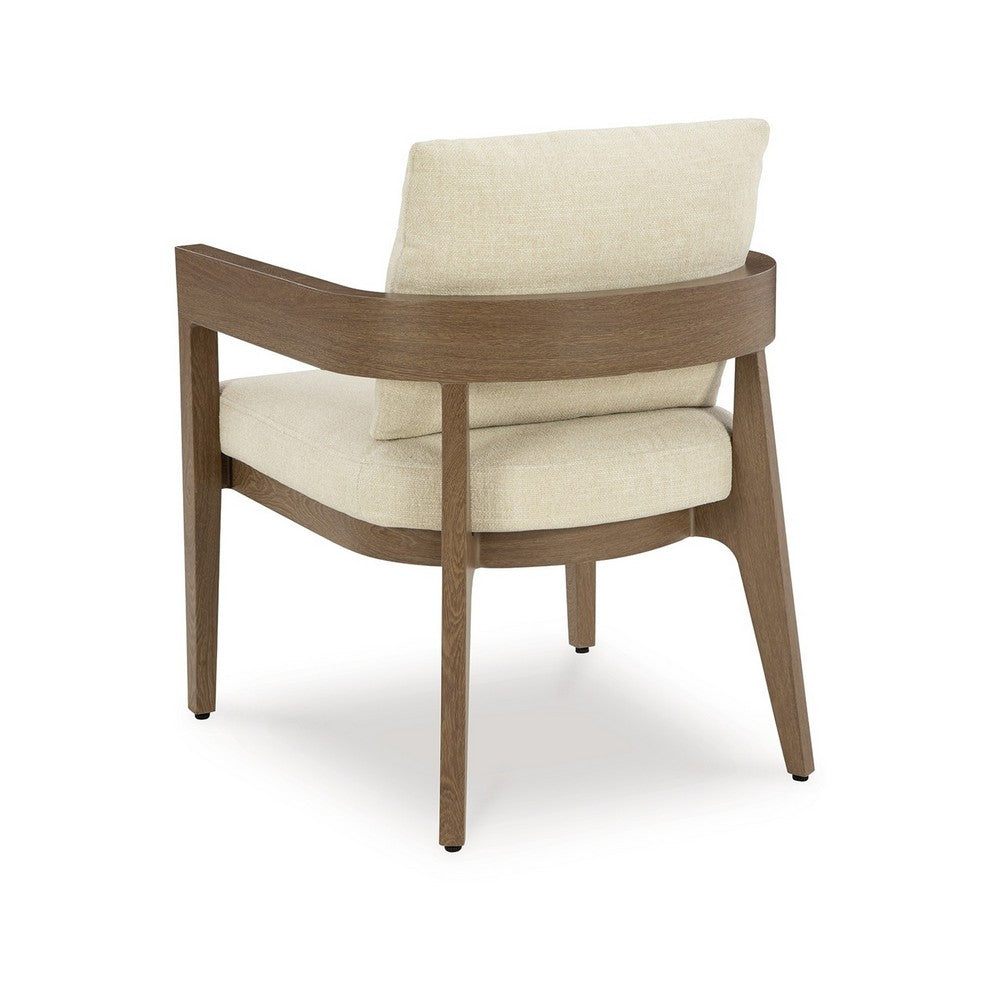 Baily Outdoor Armchair Set of 2, Cream White Fabric, Brown Metal -BM328987