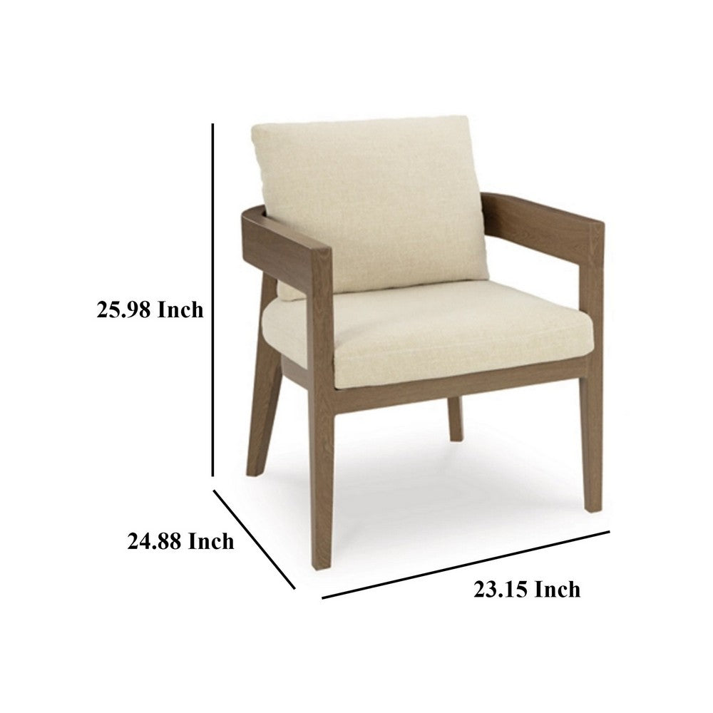 Baily Outdoor Armchair Set of 2, Cream White Fabric, Brown Metal -BM328987