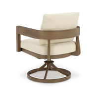 Baily Outdoor Swivel Chair Set of 2, Brown Metal, Cream White Fabric -BM328988