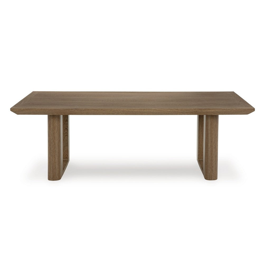 Baily Outdoor Cocktail Coffee Table, 49 Inch Woodlike Brown Metal -BM328990