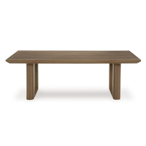 Baily Outdoor Cocktail Coffee Table, 49 Inch Woodlike Brown Metal -BM328990