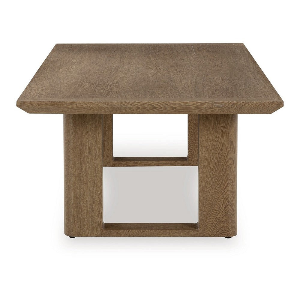 Baily Outdoor Cocktail Coffee Table, 49 Inch Woodlike Brown Metal -BM328990