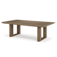 Baily Outdoor Cocktail Coffee Table, 49 Inch Woodlike Brown Metal -BM328990