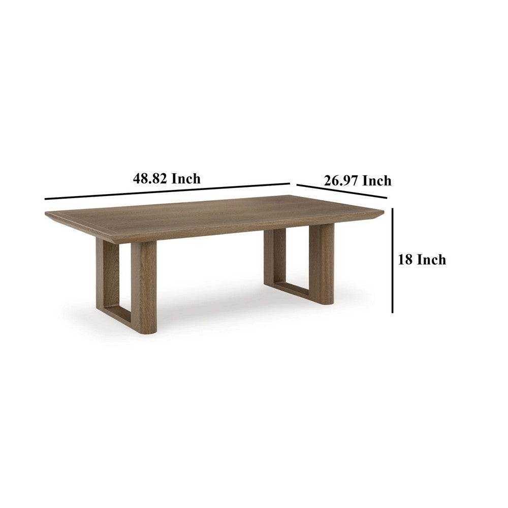 Baily Outdoor Cocktail Coffee Table, 49 Inch Woodlike Brown Metal -BM328990
