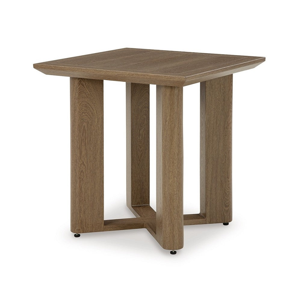 Baily Outdoor Square End Table, 23 Inch Rich Woodlike Brown Metal -BM328991