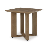 Baily Outdoor Square End Table, 23 Inch Rich Woodlike Brown Metal -BM328991
