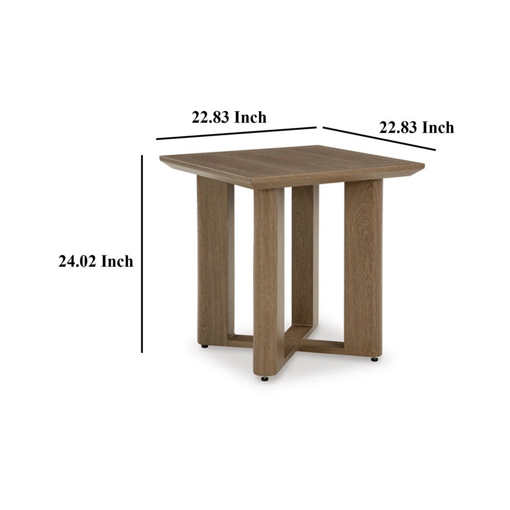 Baily Outdoor Square End Table, 23 Inch Rich Woodlike Brown Metal -BM328991