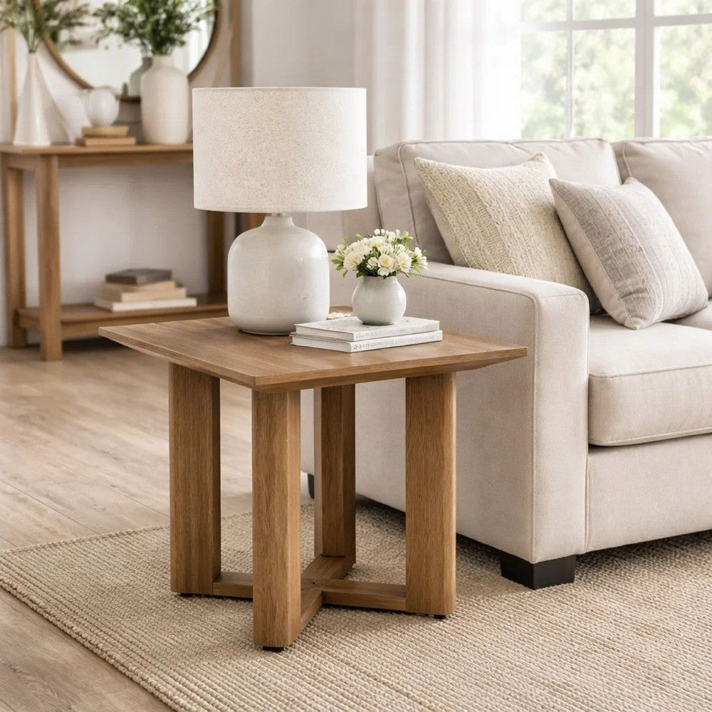 Baily Outdoor Square End Table, 23 Inch Rich Woodlike Brown Metal -BM328991