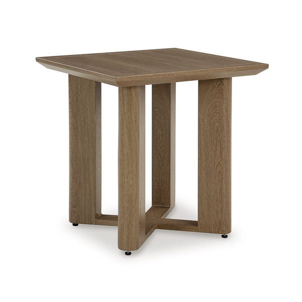 Baily Outdoor Square End Table, 23 Inch Rich Woodlike Brown Metal -BM328991