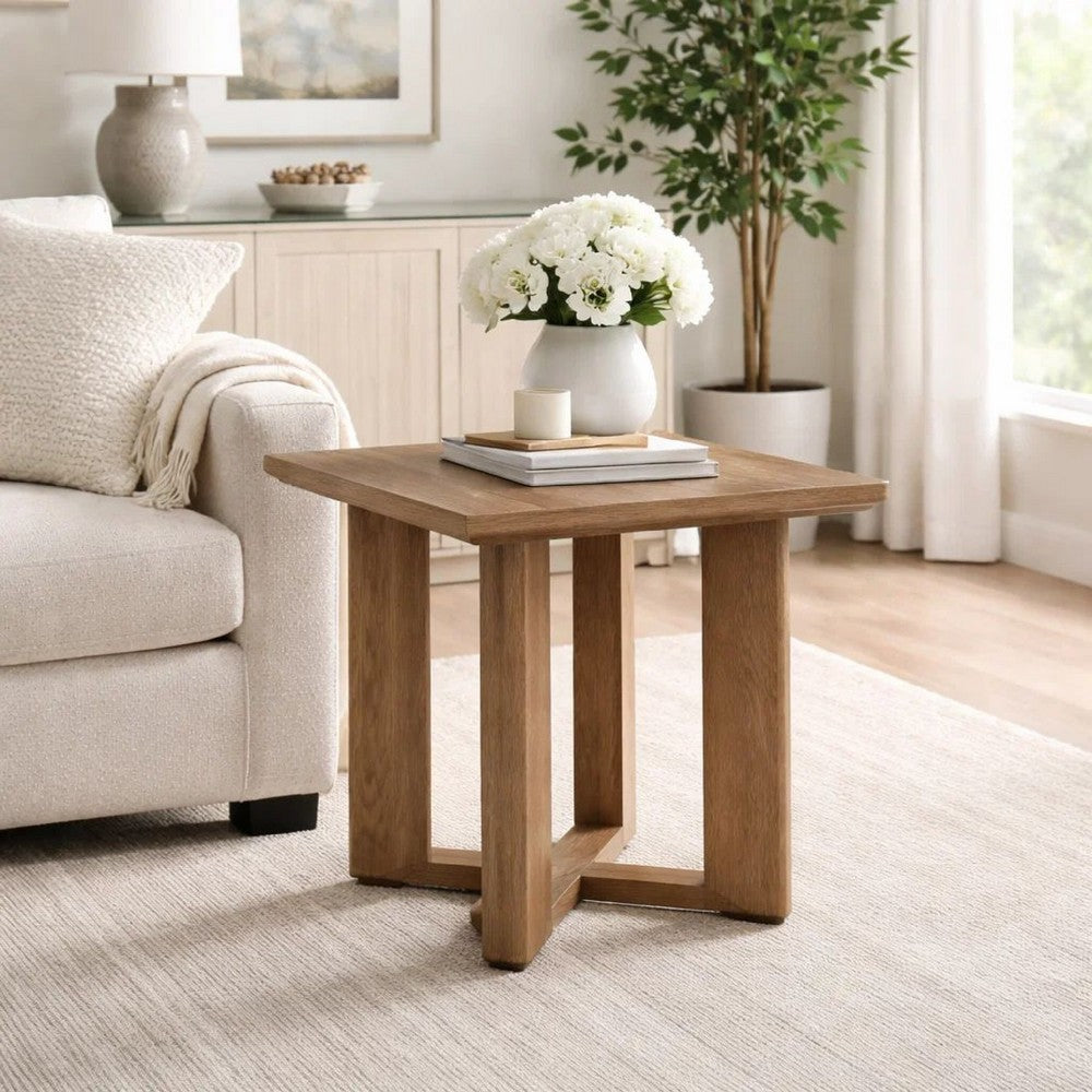 Baily Outdoor Square End Table, 23 Inch Rich Woodlike Brown Metal -BM328991