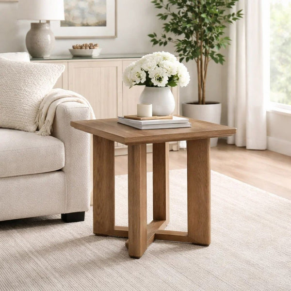 Baily Outdoor Square End Table, 23 Inch Rich Woodlike Brown Metal -BM328991