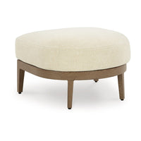 Baily Outdoor Ottoman, Cream White Fabric Cushion, 28 Inch Brown Metal -BM328992
