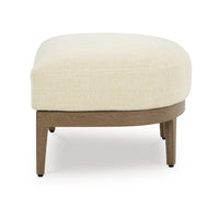 Baily Outdoor Ottoman, Cream White Fabric Cushion, 28 Inch Brown Metal -BM328992