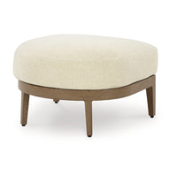 Baily Outdoor Ottoman, Cream White Fabric Cushion, 28 Inch Brown Metal -BM328992