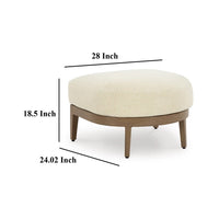 Baily Outdoor Ottoman, Cream White Fabric Cushion, 28 Inch Brown Metal -BM328992