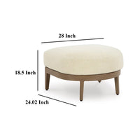 Baily Outdoor Ottoman, Cream White Fabric Cushion, 28 Inch Brown Metal -BM328992