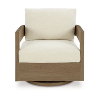 Baily Outdoor Swivel Glider Lounge Chair, Cream White, Brown Metal -BM328993