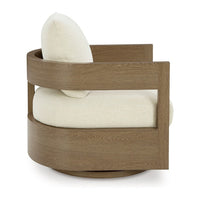 Baily Outdoor Swivel Glider Lounge Chair, Cream White, Brown Metal -BM328993