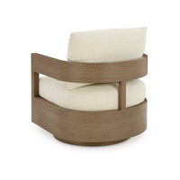 Baily Outdoor Swivel Glider Lounge Chair, Cream White, Brown Metal -BM328993