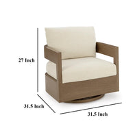 Baily Outdoor Swivel Glider Lounge Chair, Cream White, Brown Metal -BM328993