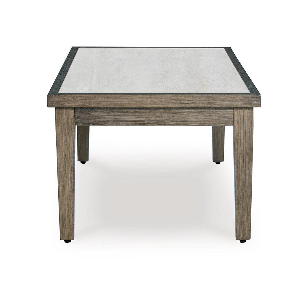 Inaya Outdoor Coffee Table, Brown, Beige Sintered Stone Top, 49 Inch -BM328996