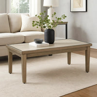 Inaya Outdoor Coffee Table, Brown, Beige Sintered Stone Top, 49 Inch -BM328996