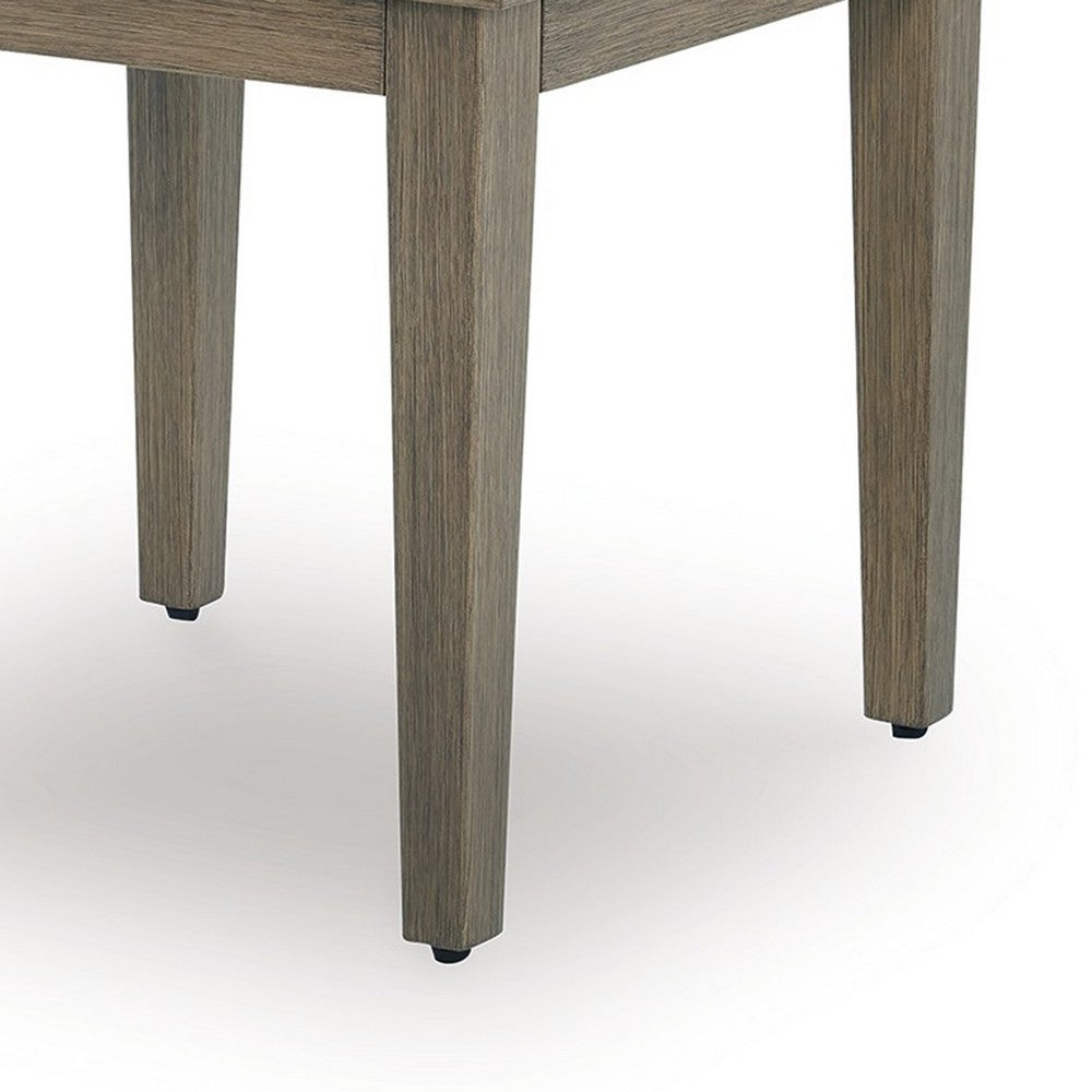 Inaya Outdoor Square End Table, Beige Sintered Stone, 24 Inch Brown -BM328997