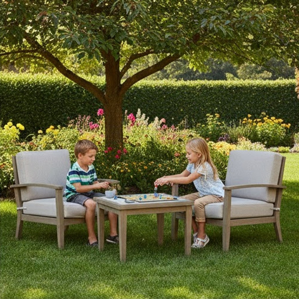 Inaya Outdoor Square End Table, Beige Sintered Stone, 24 Inch Brown -BM328997