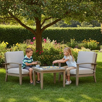 Inaya Outdoor Square End Table, Beige Sintered Stone, 24 Inch Brown -BM328997