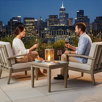 Inaya Outdoor Square End Table, Beige Sintered Stone, 24 Inch Brown -BM328997