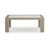 Isle Outdoor Cocktail Coffee Table, Woodlike Gray Brown Metal, 48 Inch -BM329001