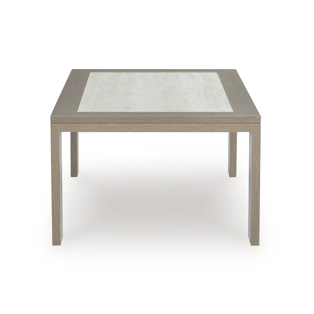 Isle Outdoor Cocktail Coffee Table, Woodlike Gray Brown Metal, 48 Inch -BM329001