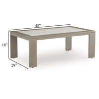 Isle Outdoor Cocktail Coffee Table, Woodlike Gray Brown Metal, 48 Inch -BM329001
