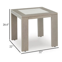 Isle Outdoor Square End Table, Woodlike Grayish Brown Metal, 22 Inch -BM329002