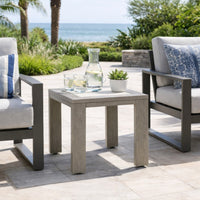 Isle Outdoor Square End Table, Woodlike Grayish Brown Metal, 22 Inch -BM329002