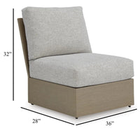 Isle Outdoor Armless Chair, Gray Cushion, Woodlike Brown Metal Frame -BM329004