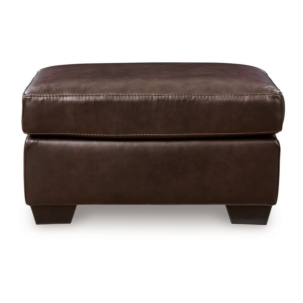 Orion Ottoman, 34 Inch Rich Dark Brown Real and Faux Leather Cushion -BM329008